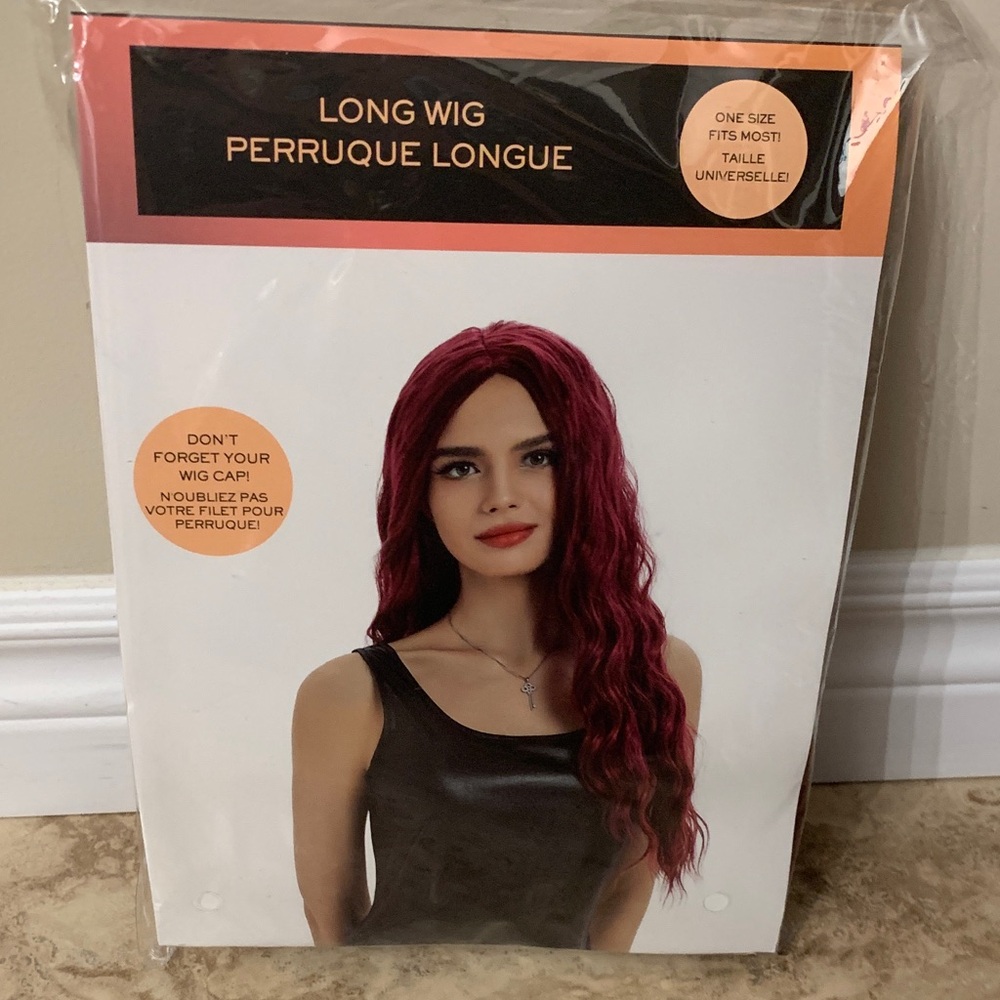 NEW Long Red burgundy Wig hair Halloween costume wavy hair